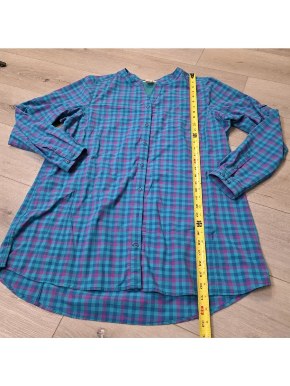 Womens Duluth Purple Blue Plaid Long Sleeve Vented Button Shirt Sz XL - Picture 2 of 6
